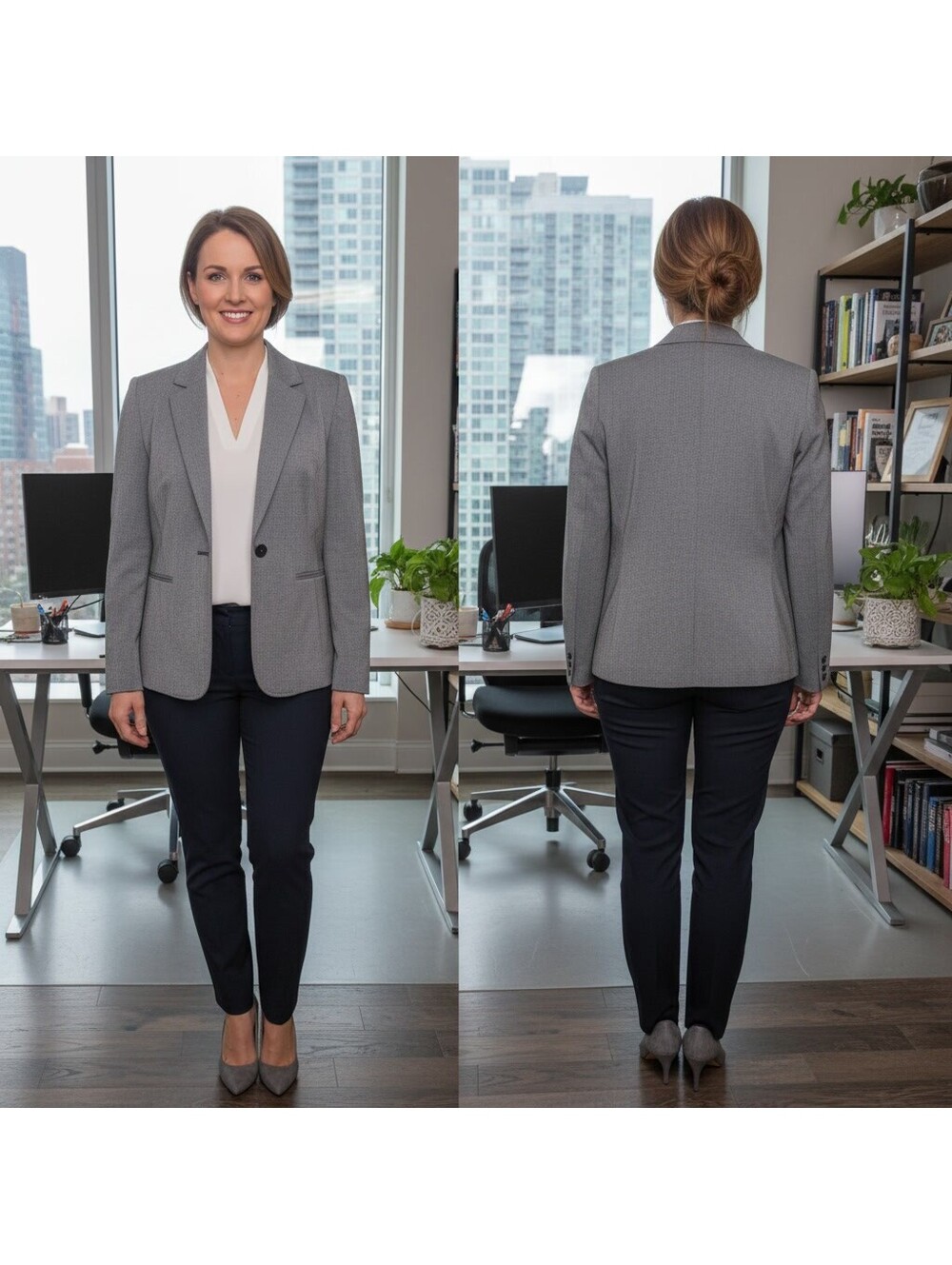 1958 - Charter Club Women's Black and White Houndstooth Blazer Size 14